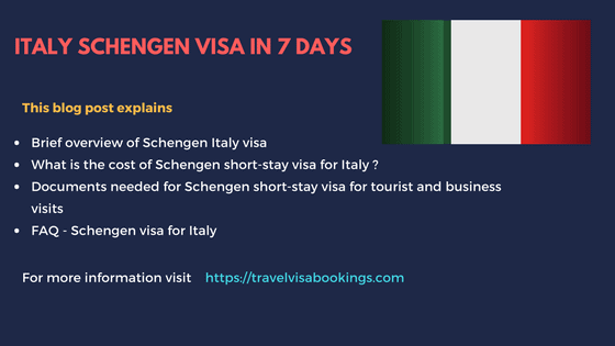 Italy Schengen visa in 7 days