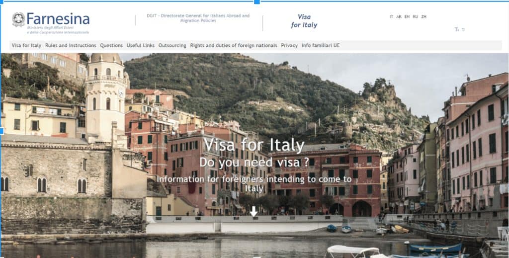 Italy visa San Francisco website
