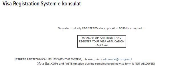 Polish visa registration