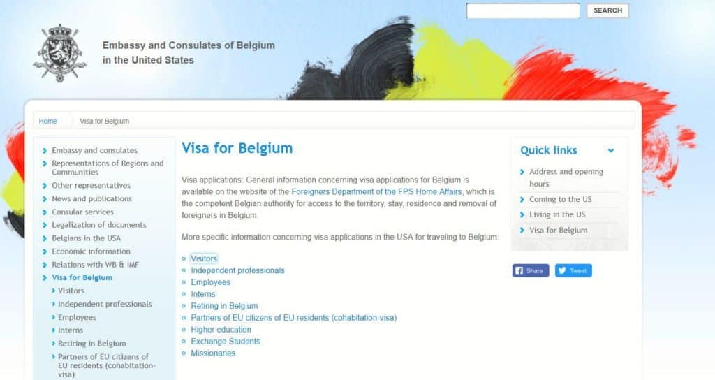 Visitors visa - Belgium Schengen visa from the US