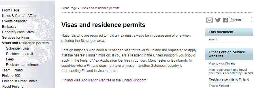 Uk visa application from finland
