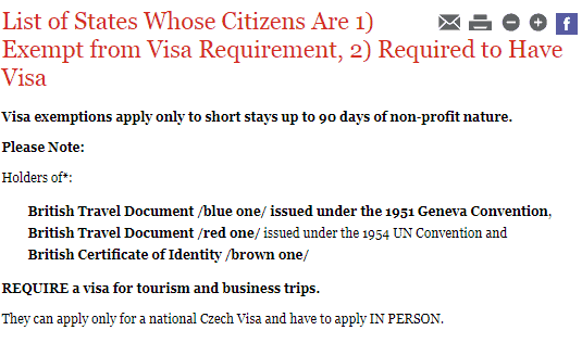 Who needs a visa to enter the Czech Republic, UK