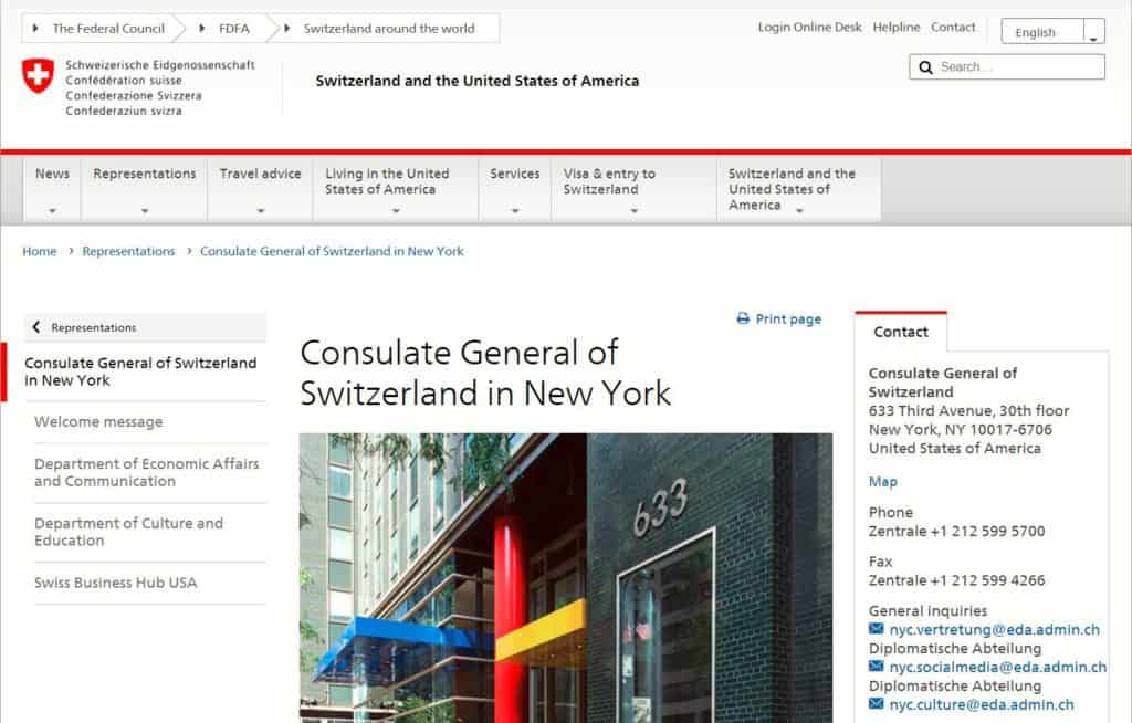 Consulate General of Switzerland in New York