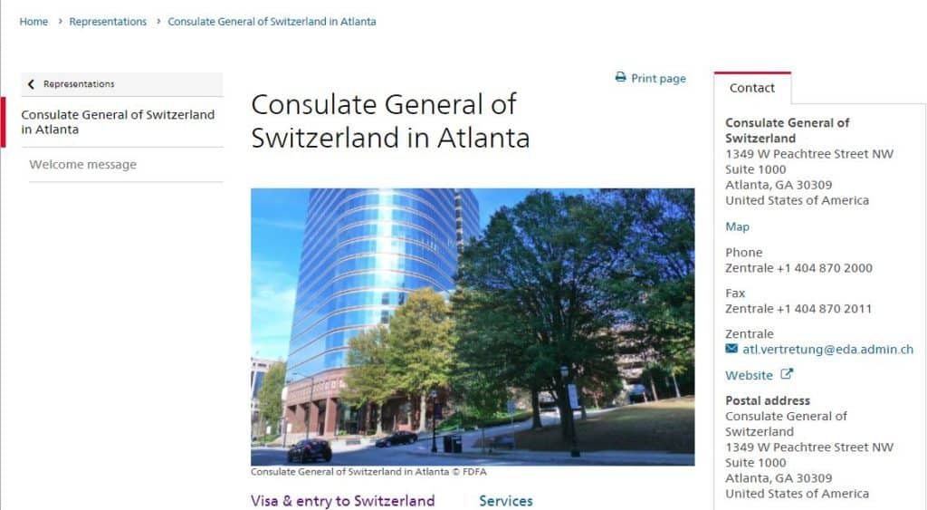 Consulate General of Switzerland in Atlanta