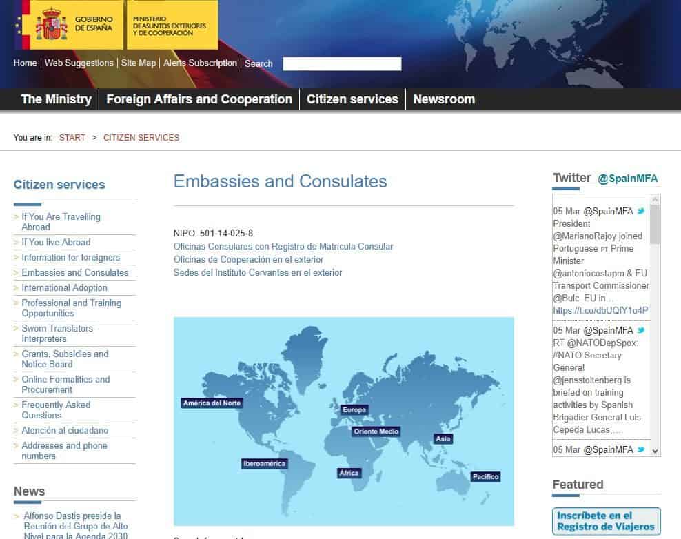 Official spanish consulate website
