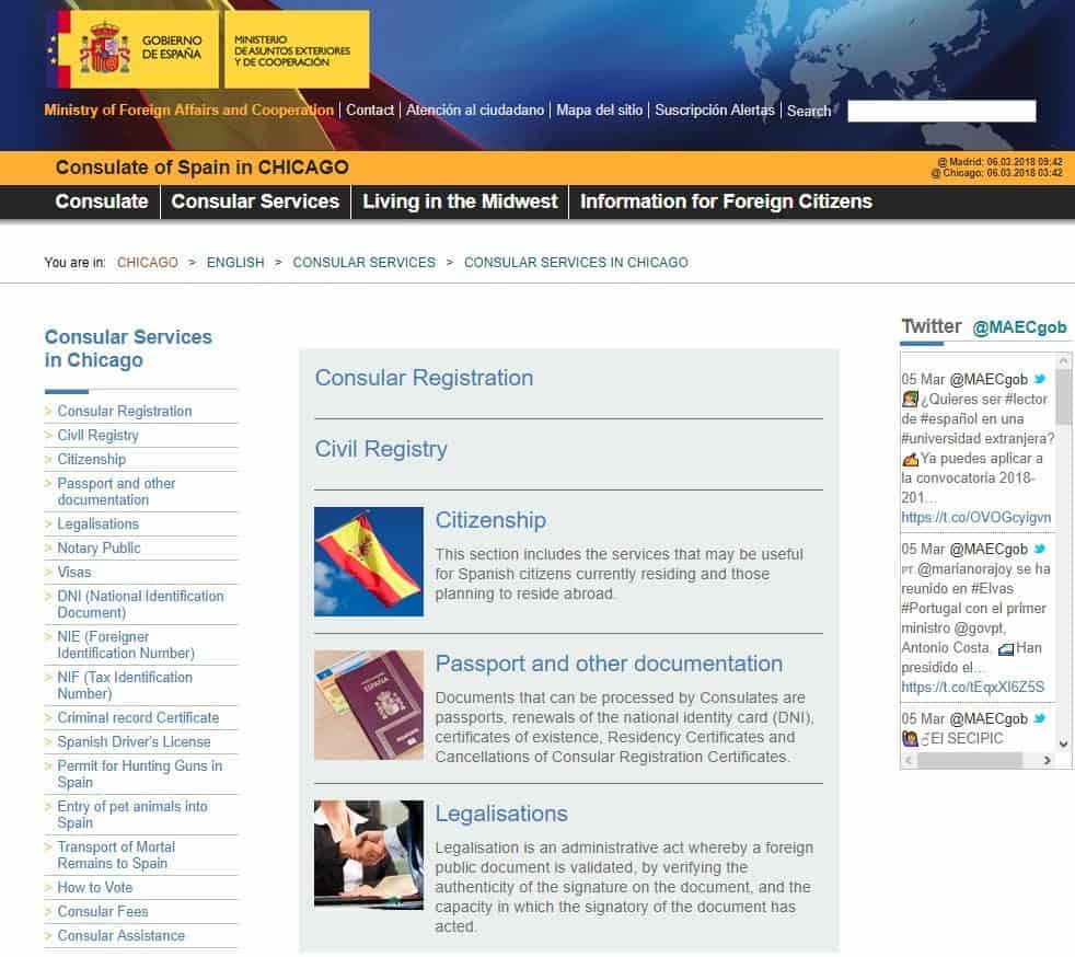 Official website of spanish consulate in Chicago 1