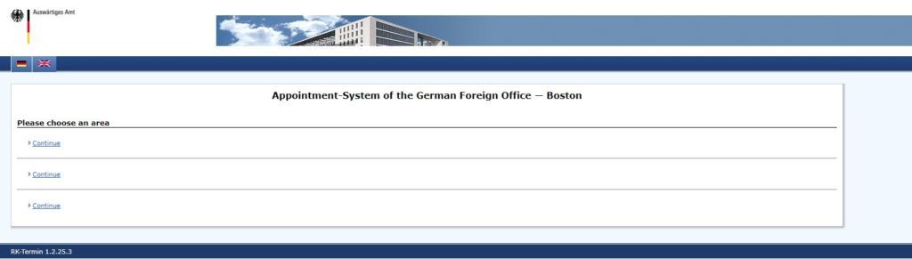 German Consulate USA Booking appointment online