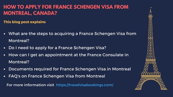 France Schengen visa from Montreal, Canada