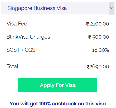 Singapore business visa fee